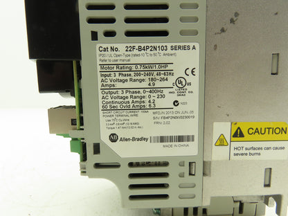 Allen Bradley 22F-B4P2N103 PowerFlex 4M AC Drive 0.75 kW 1 HP 240V 3Ph Series A