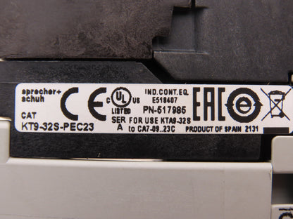 Sprecher + Schuh KTA9-32S-10A CA7-12E-10 Combo Starter 6.3-10A 600V 3Ph 24V Coil