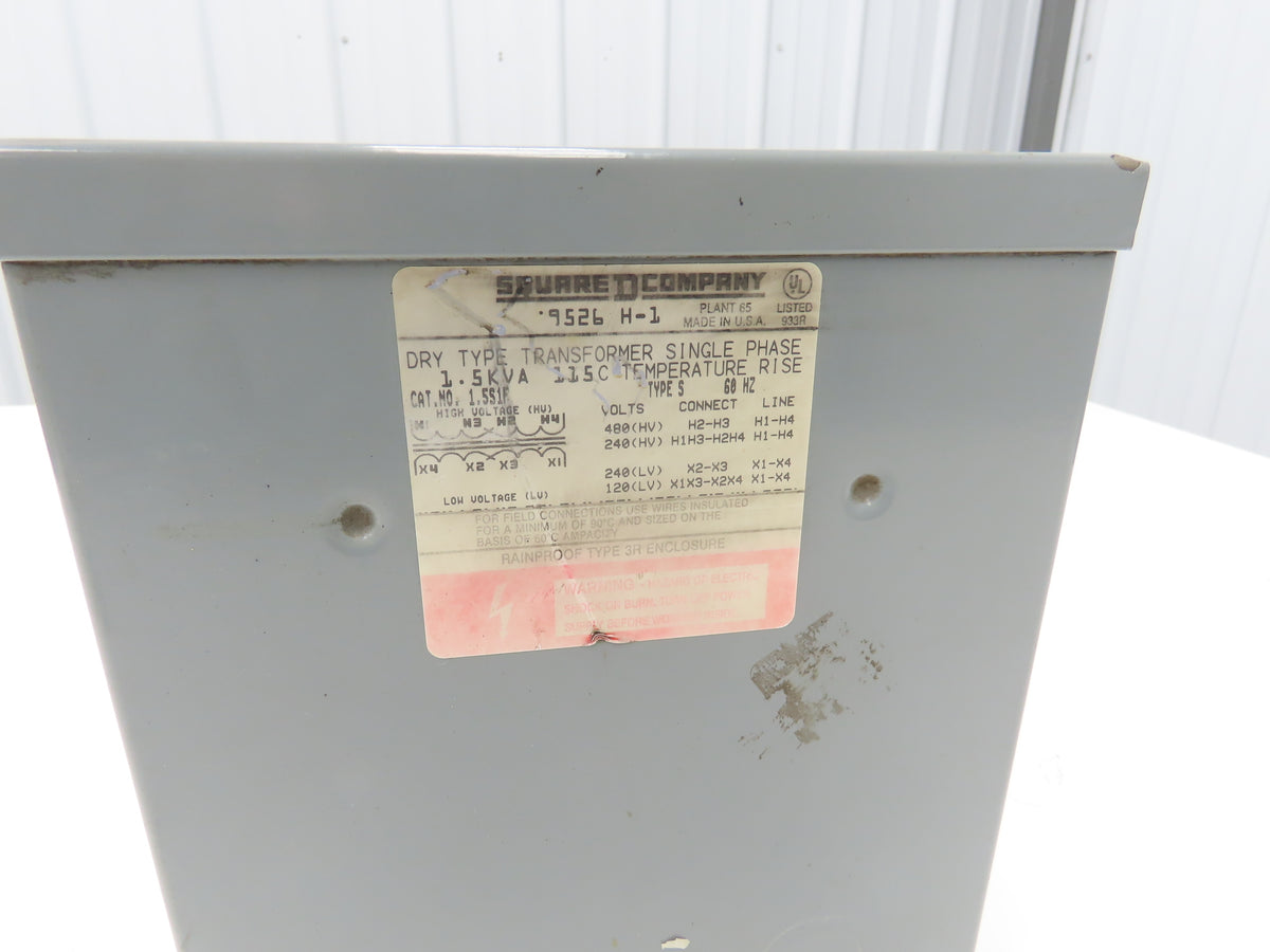 Square D 1.5S1F Single Phase Transformer 1.5kva HV 240/480V LV 120/240V