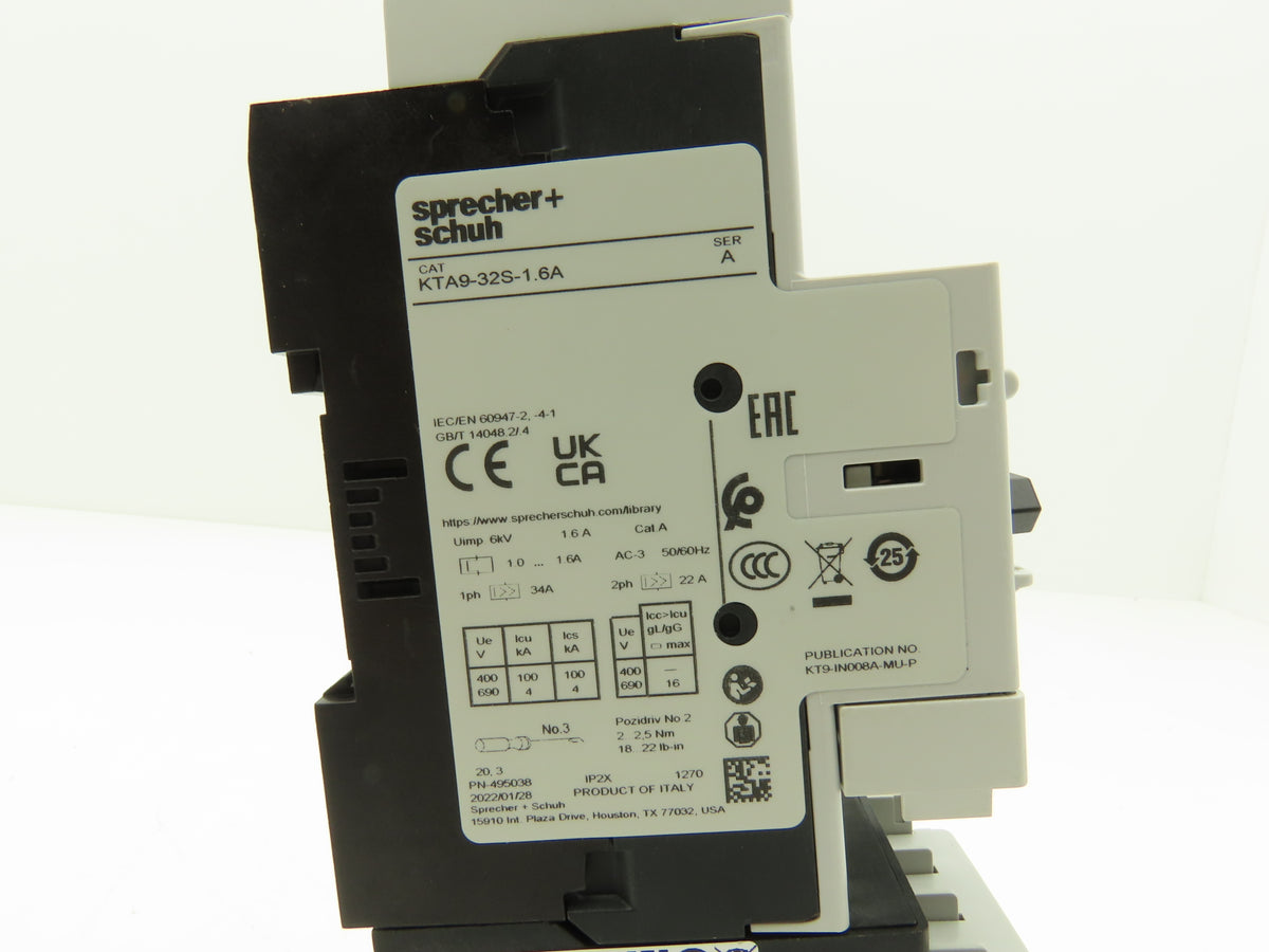 Sprecher + Schuh Combination Motor Starter 1.0-1.6A 600V 3Ph 24V Coil 2-7.5Hp