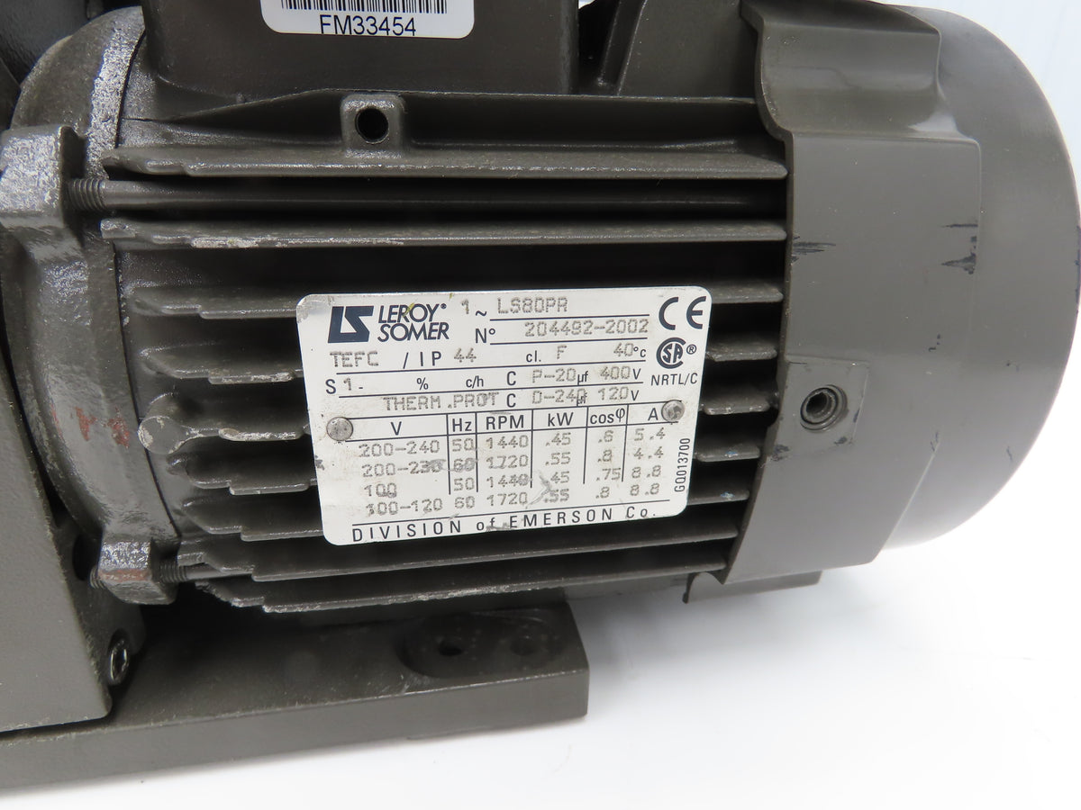 Varian DS 202 Two-Stage Rotary Vane Vacuum Pump 5.8CFM 1720 RPM 1Hp 115/230V 1PH