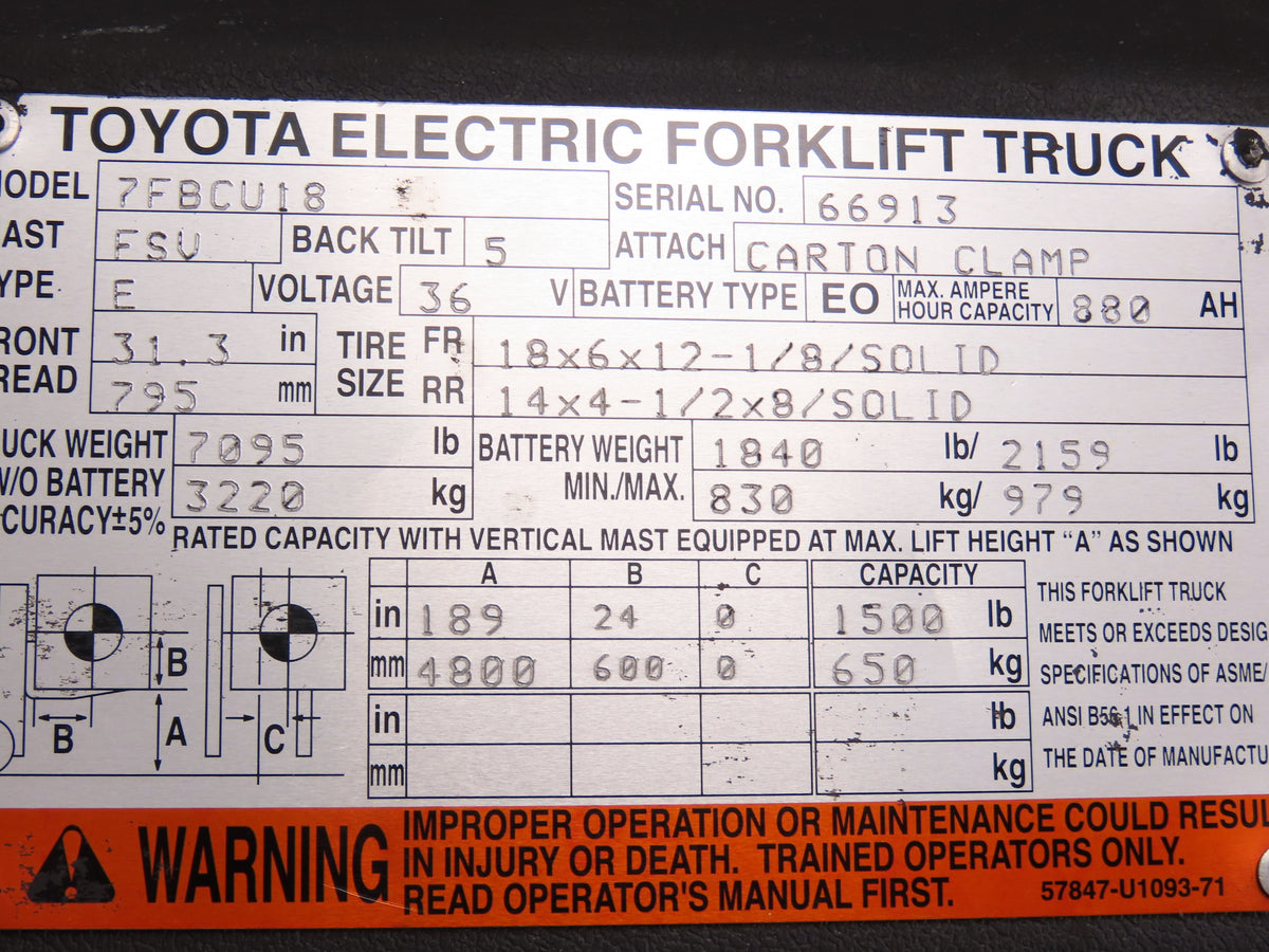 Toyota 57120-11442-71 Forklift Dash Display Meter Ignition Assembly Off 7FBCU18