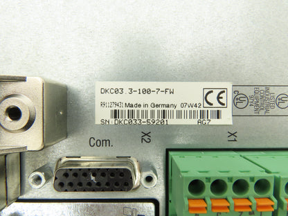 Rexroth R911279431 DKC03.3-100-7-FW ECODRIVE03 Servo Drive 200-480V 3Ph In