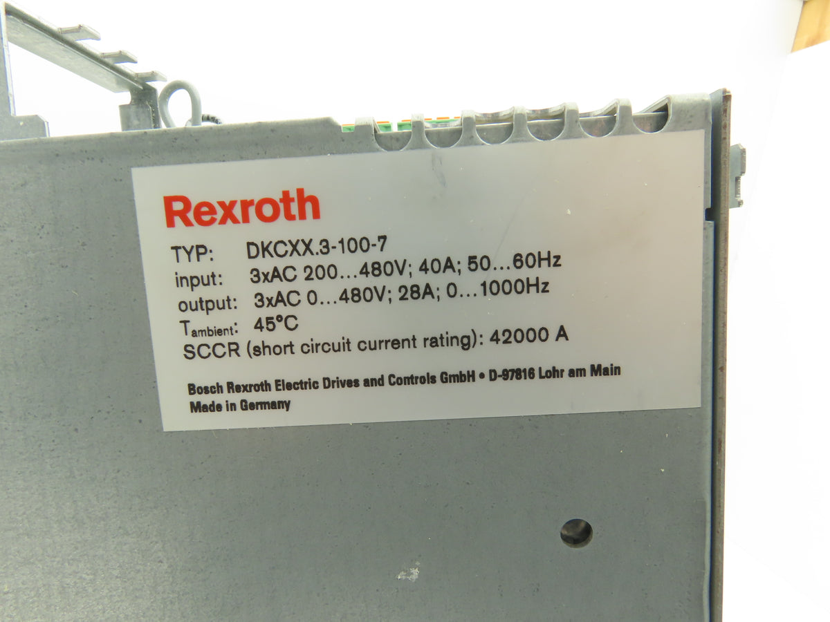 Rexroth R911279431 DKC03.3-100-7-FW ECODRIVE03 Servo Drive 200-480V 3Ph In