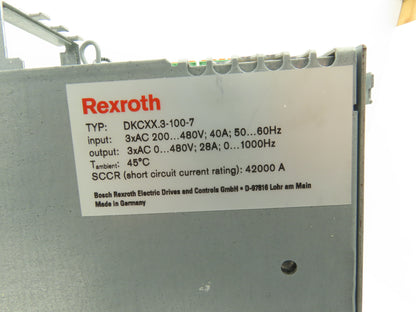 Rexroth R911279431 DKC03.3-100-7-FW ECODRIVE03 Servo Drive 200-480V 3Ph In
