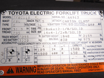 Toyota Electric Forklift Steering Wheel With Column Removed From 7FBCU18