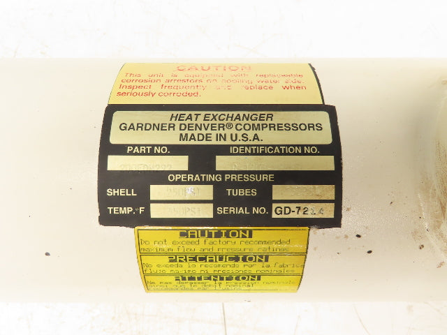 Gardner Denver 200EDM292 Air Compressor Shell & Tube Heat Exchanger 1.5"x 3"NPT