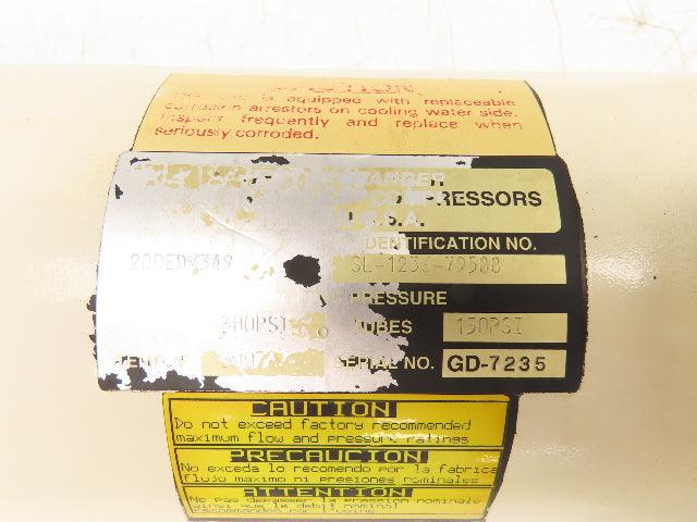 Gardner Denver 200EDM349 Air Compressor Shell & Tube Heat Exchanger 1.5"NPT