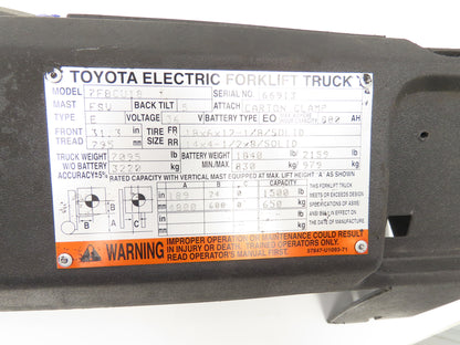 Toyota 65520-U2201-71 Forklift Hydraulic Mast Tilt Cylinder Removed From 7FBCU18