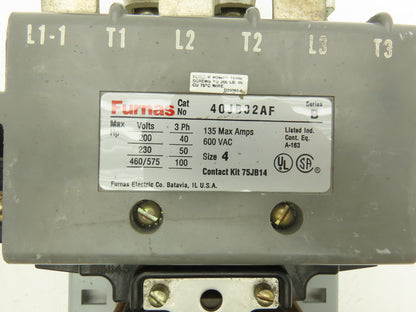 Furnas 40JB32AF Motor Starter 135A 200/230VAC/575VAC 3ph 40/50/100Hp NEMA 4