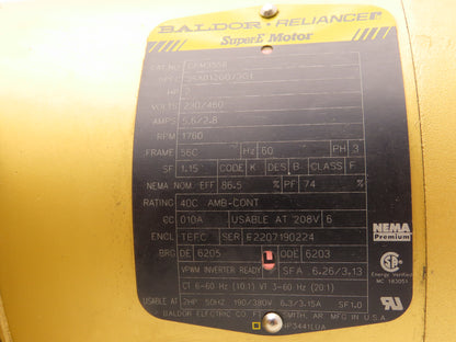 Baldor CEM3558 Super-E AC Motor 2Hp 1760rpm 230/460V 3PH 56C TEFC