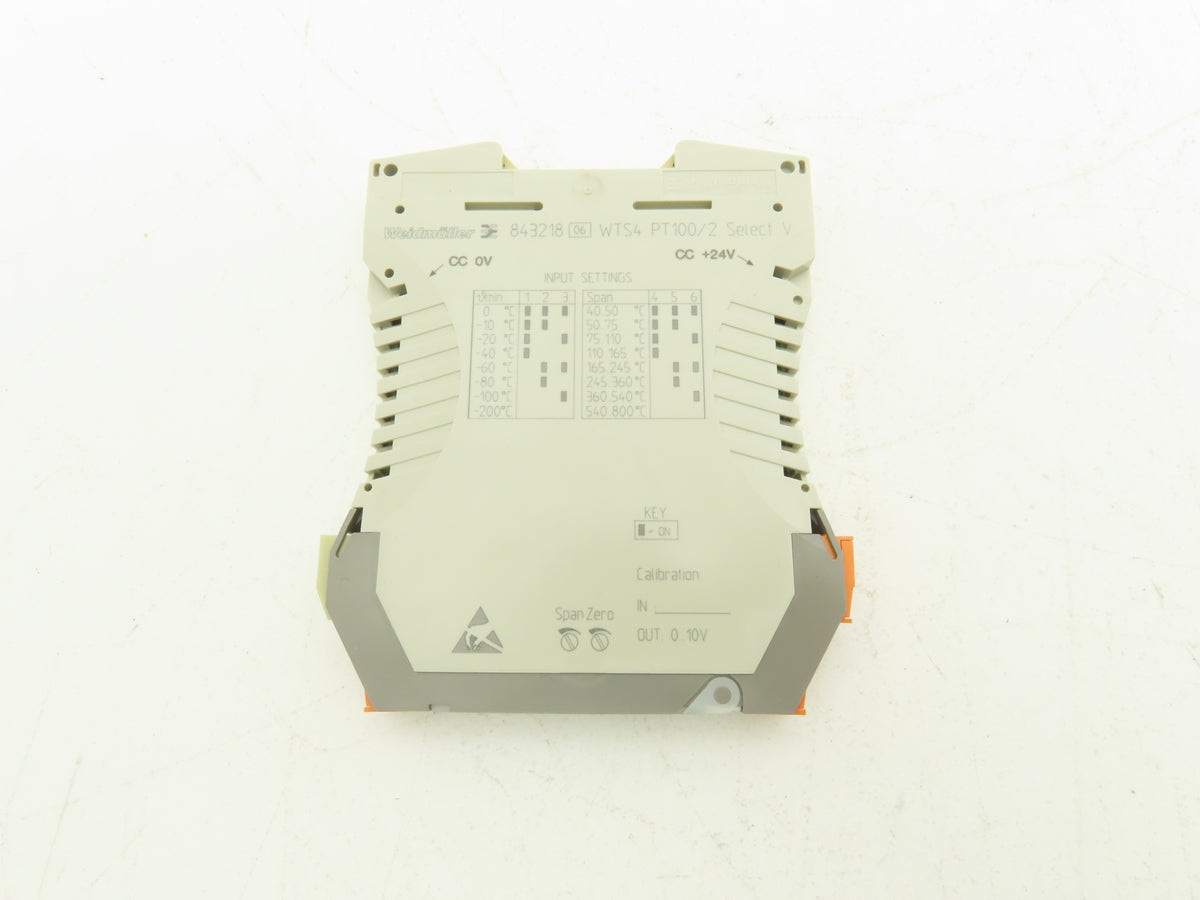 Weidmuller 843218 WAVESERIES WTS4 PT100/2 Select V Temperature Converter 0-10V