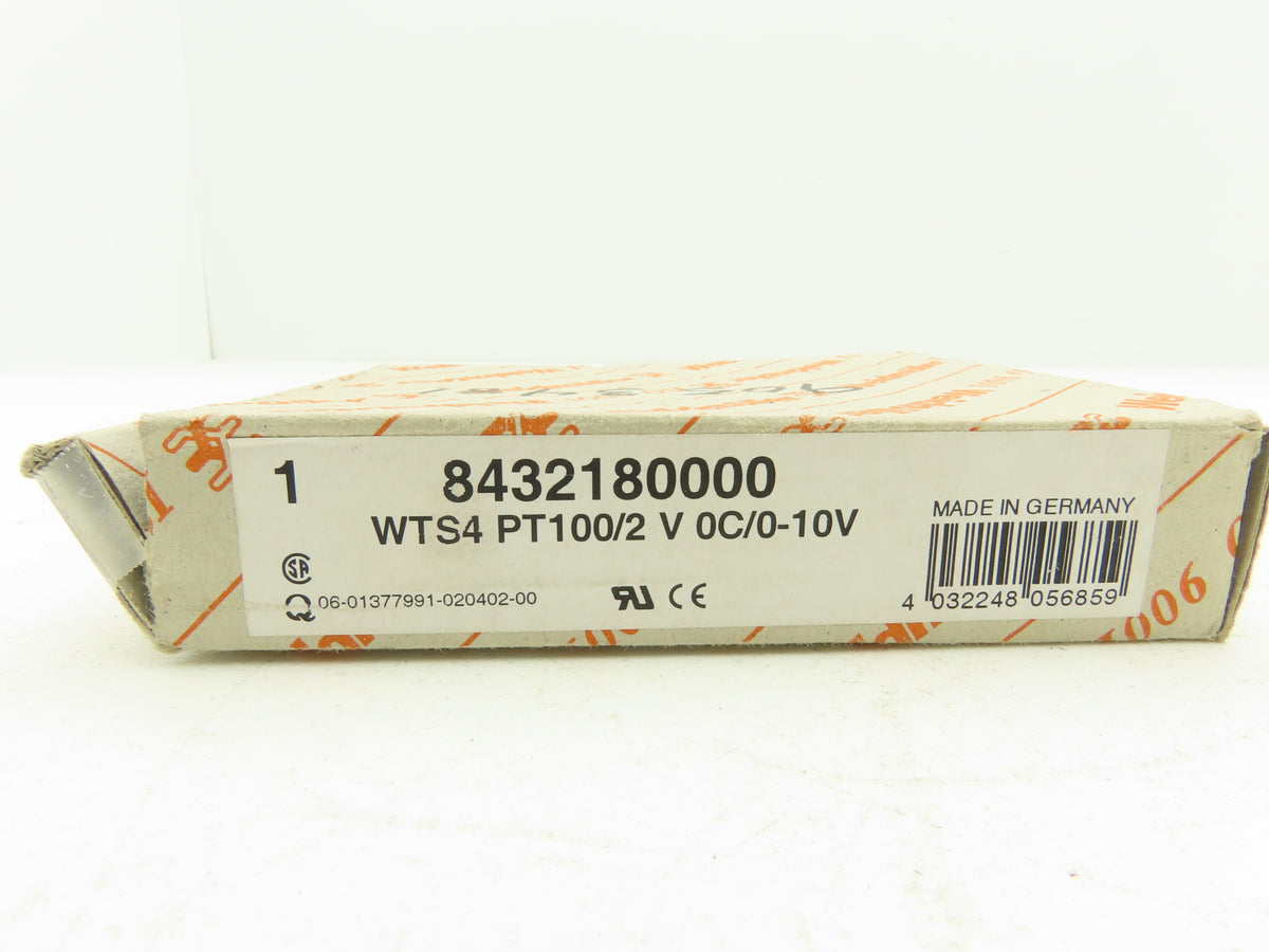 Weidmuller 843218 WAVESERIES WTS4 PT100/2 Select V Temperature Converter 0-10V