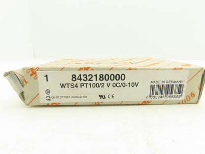 Weidmuller 843218 WAVESERIES WTS4 PT100/2 Select V Temperature Converter 0-10V