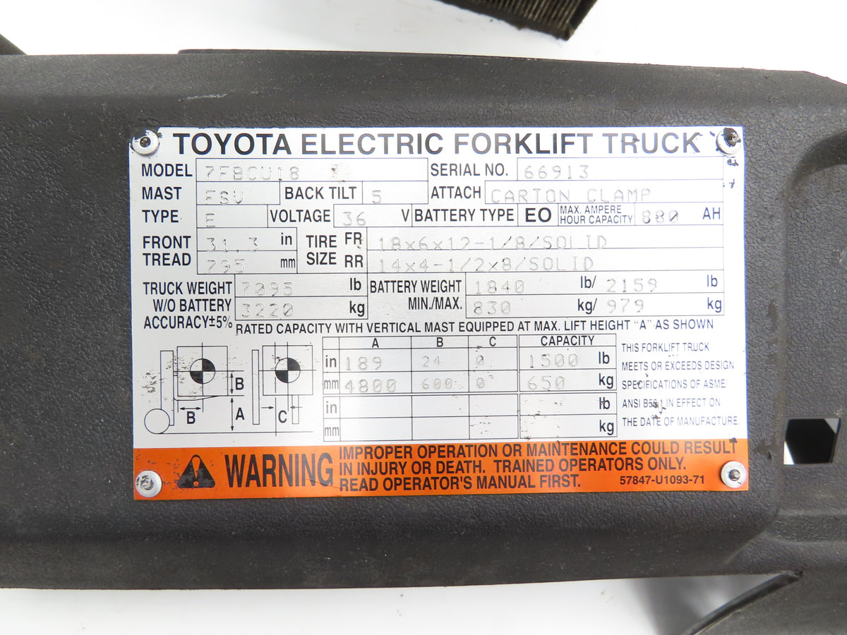 Toyota 24110-11443-71 Electric Forklift Drive Control Panel Assembly Off 7FBCU18