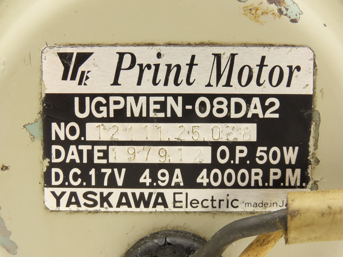Yaskawa Electric UGPMEN-08DA2 DC Print Motor 17VDC 50W 4.9A 4000 RPM