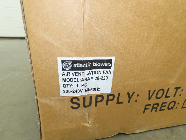 Atlantic ABAF-28-220 Tube Axial Blower Fan 28" 11654CFM 3.2Hp 220V 1PH Explosion