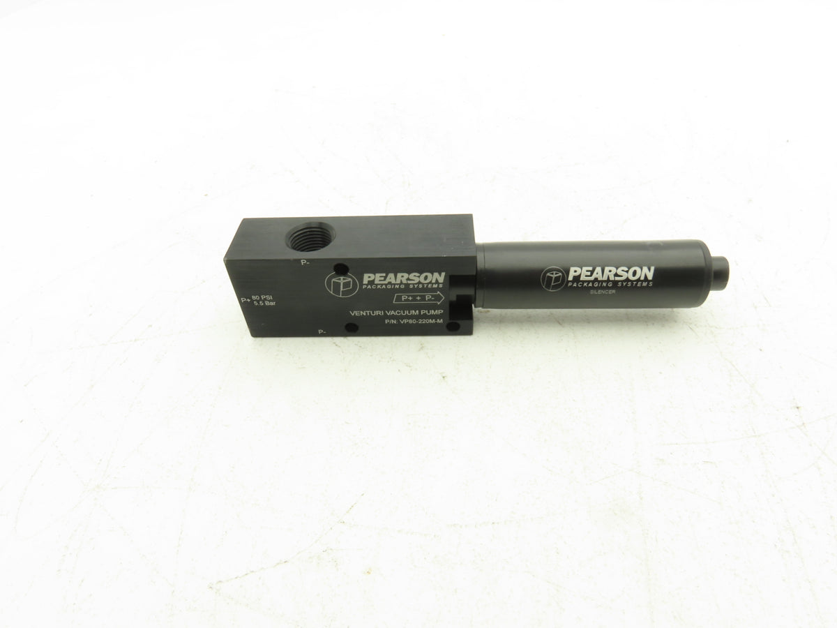Pearson VP80-220M-M Venturi-Style Vacuum Pump w Silencer 80PSI 1/4" FNPT