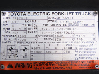 Toyota 24710-11443-71 Forklift AC Motor Drive Controller CPU Module Off 7FBCU18