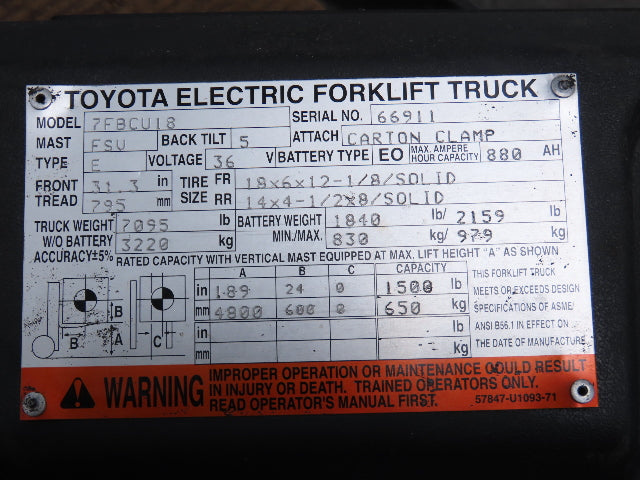 Toyota Electric Forklift Four Lever Control With Lift Tilt Shift Pos Off 7FBCU18