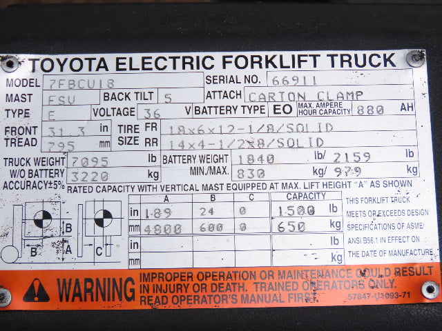 Toyota 57120-11442-71 Forklift Dash Display Meter Ignition Assembly Off 7FBCU18