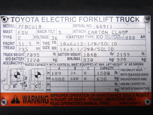 Toyota 17B377 Electric Forklift Directional Control Switch Off 7FBCU25