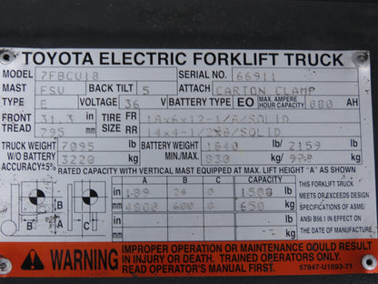 Toyota Electric Forklift Steering Wheel With Column Removed From 7FBCU18