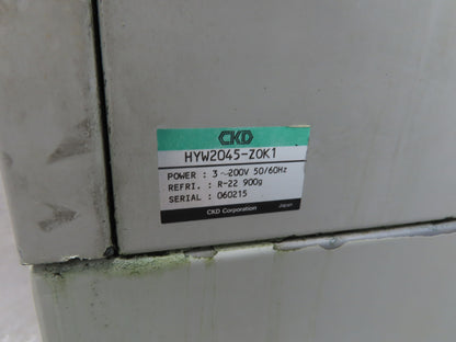 CKD HYW2045-Z0K1 Oil Controller Chiller Unit 200V 0.75kw 17gal Tank Compressor