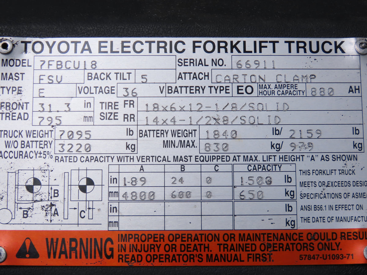 Toyota 14510-U1160-71 Forklift Power Steering Pump Motor Off Toyota 7FBCU18