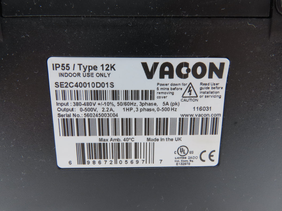 Vacon ETRAC XFC400 Variable Speed / Frequency Inverter Drive  1HP 380-480V VFD