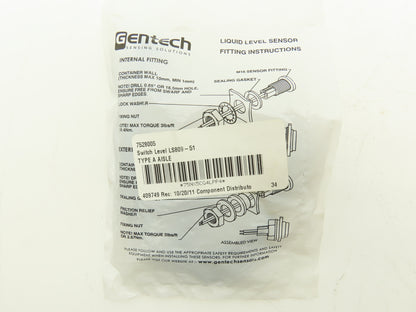 Gentech LS809-51 M16 Liquid Level Sensor Float Switch SPST250 VAC / 200 VDC, 1 A