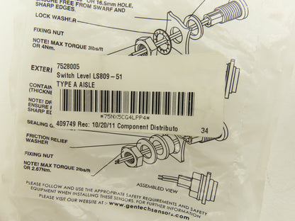 Gentech LS809-51 M16 Liquid Level Sensor Float Switch SPST250 VAC / 200 VDC, 1 A