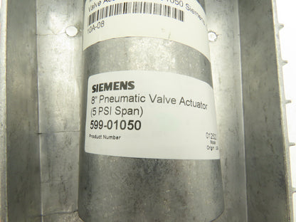Siemens 599-01050 Pneumatic Valve Actuator 8" x 3/4" Stroke 1/8" NPT 5 PSI Span