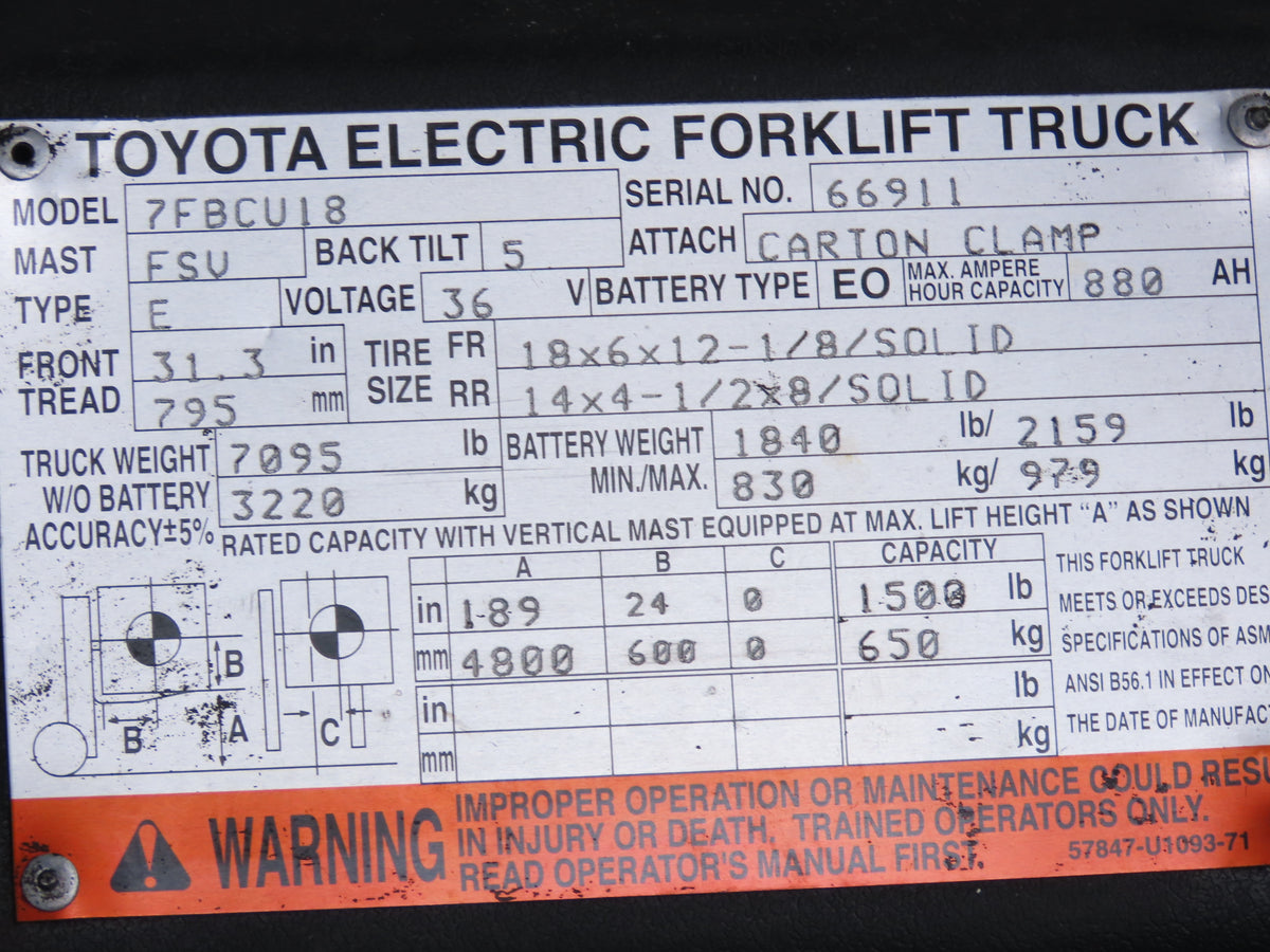 Toyota 24310-11442-71 Forklift Motor Contactor Control Assembly Off 7FBCU18