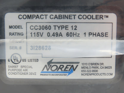 Noren CC3060-115V Air to Water Heat Exchanger Enclosure Cabinet Cooler Fan 30"L
