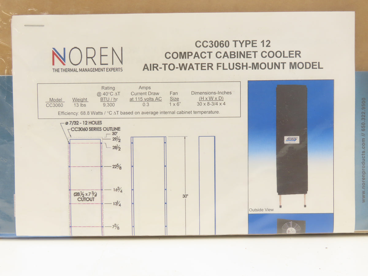 Noren CC3060-115V Air to Water Heat Exchanger Enclosure Cabinet Cooler Fan 30"L