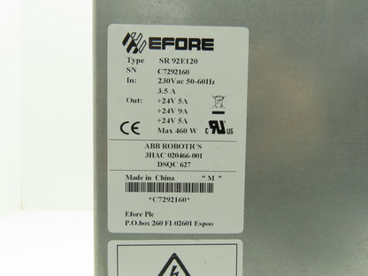 ABB 3HAC020466-001 DSQC 627 IRC5 Robot Controller Power Supply Efore SR 92E120