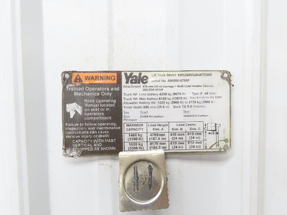 Yale 8810419 Forklift Mast 3 Stage 4 Lever 187.6" Lift 3250lb Class 3 ERC060VGN
