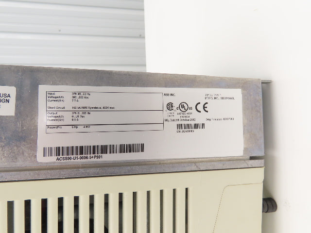 ABB ACS800-U1-0006-5+P901 Variable Speed AC Drive VFD 5Hp 3PH *Parts or Repair*