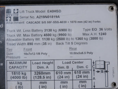 Nacco 4007647 Control Handle Joystick Removed From E40HSD Stand On Forklift