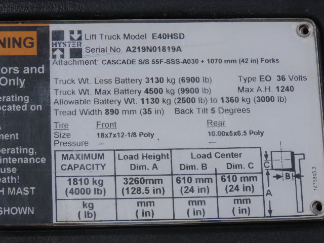Curtis 1310-5314 Forklift DC Motor Speed Controller 24-36V Off Hyster E40HSD