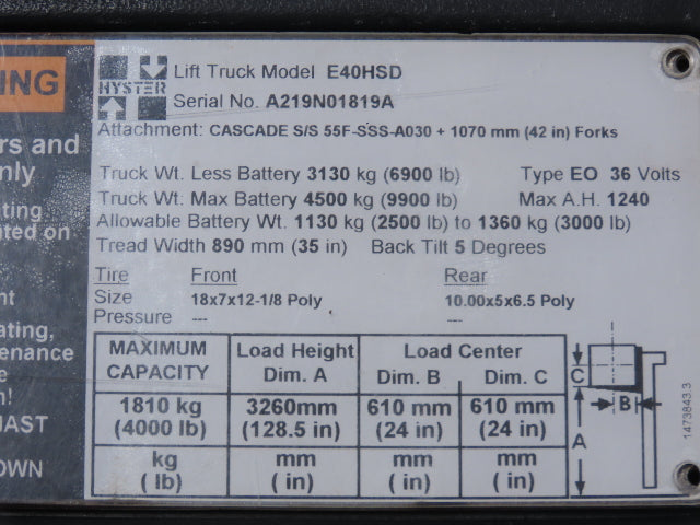 General Electric IC4486CNV4LF Forklift DC/DC Converter 48/12V Off Hyster E40HSD