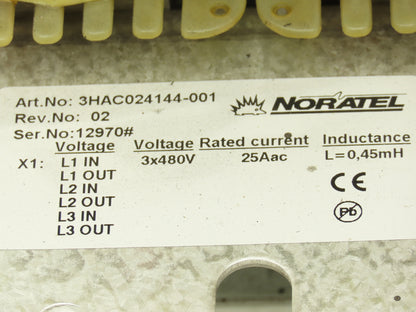 ABB 3HAC024144-001 Noratel IRC5 Robot Reactor Unit 3x480V 25A 0.45mH Line Choke