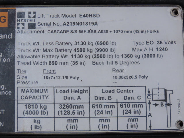 Curtis Albright SW200EEN-863 Electric Forklift DC Contactor Off Hyster E40HSD