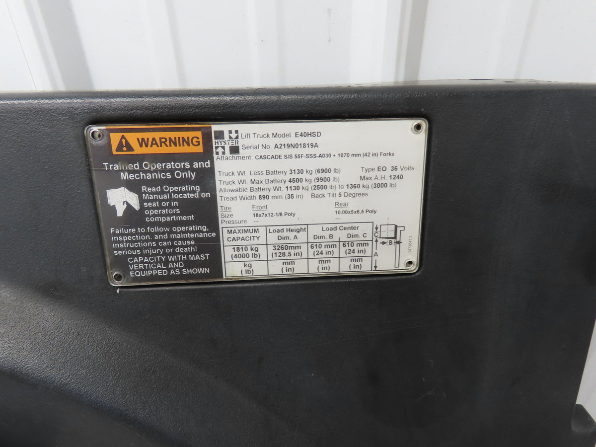 Hyster Operator Center Rubber Floor Mat Off E40HSD Forklift