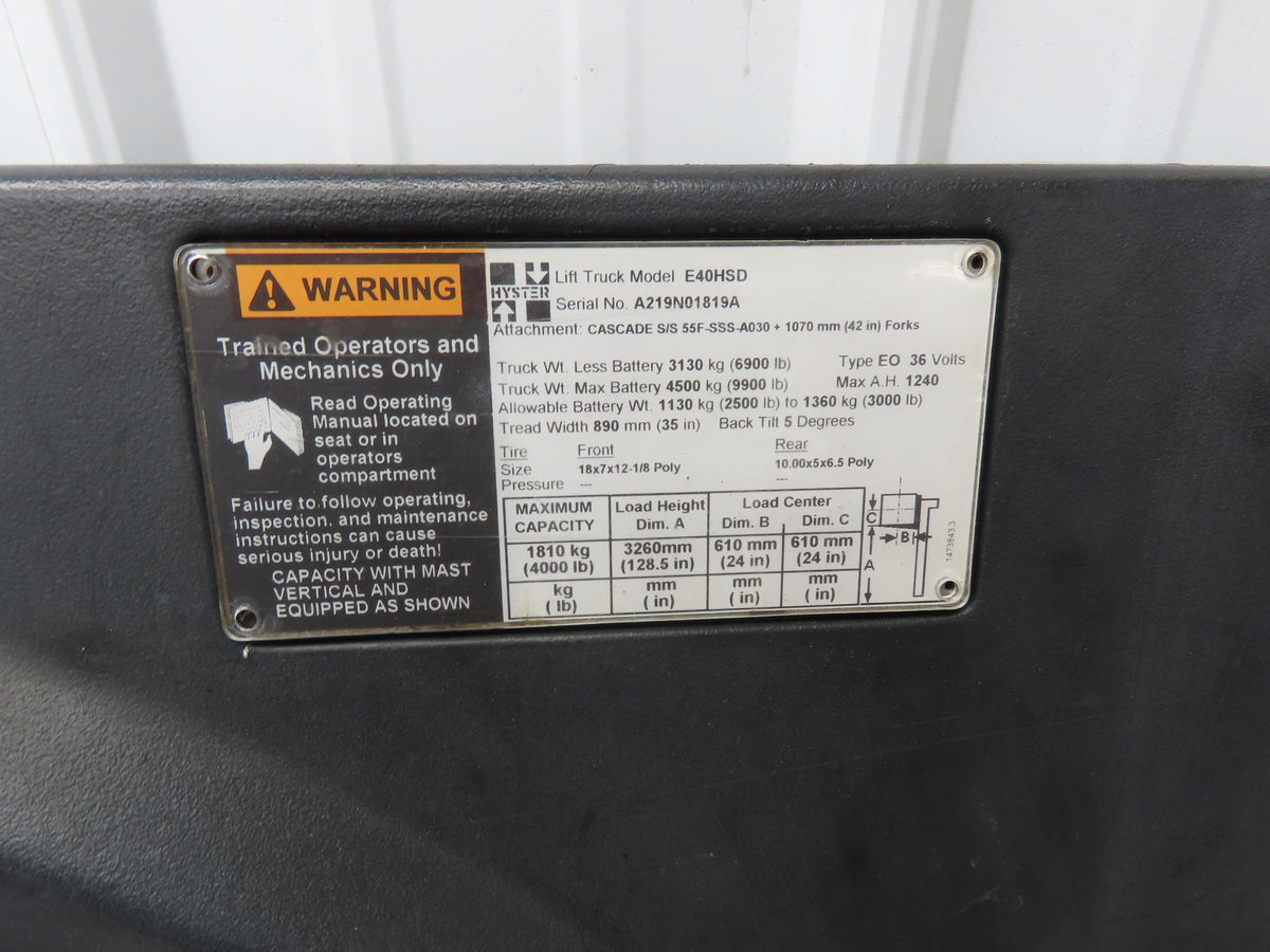 Hyster Operator Center Plastic Cover Kick Plate Off E40HSD Forklift