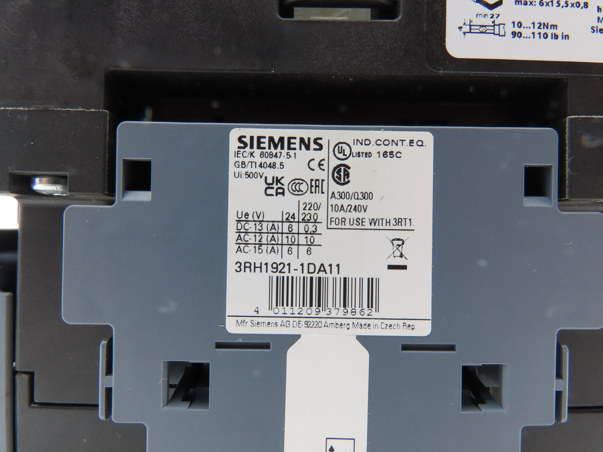 Siemens 3RT1054-1AR36 Motor Starter Contactor 115A 125Hp 600V 3Ph 480VAC/DC Coil