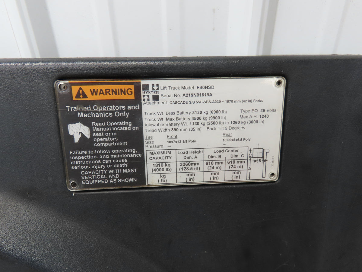 Hyster Operator Center Plastic Dash Cover Plate Off E40HSD Forklift