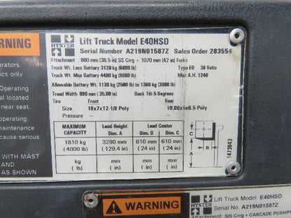 Hyster Forklift Mast 128.5" 2-Stage Class 2 Electric 4000lbs Off E40HSD