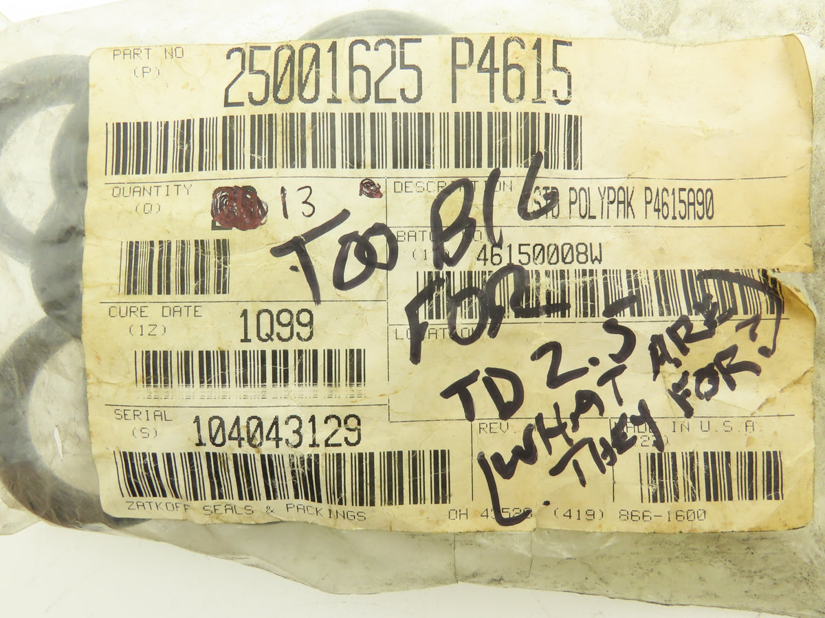 Zatkoff 25001625 P4615 Cylinder Oil Seal 1.65"ID 2.125" OD .26" Width Lot of 13